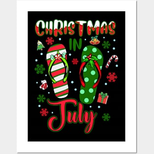 Christmas in July Flip Flops Summer Vacation Gift For Boys Girls Kids Posters and Art